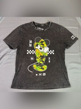 Disney x NEFF Mickey Mouse Camo Graphic T Shirt Men’s Large Acid Wash Streetwear